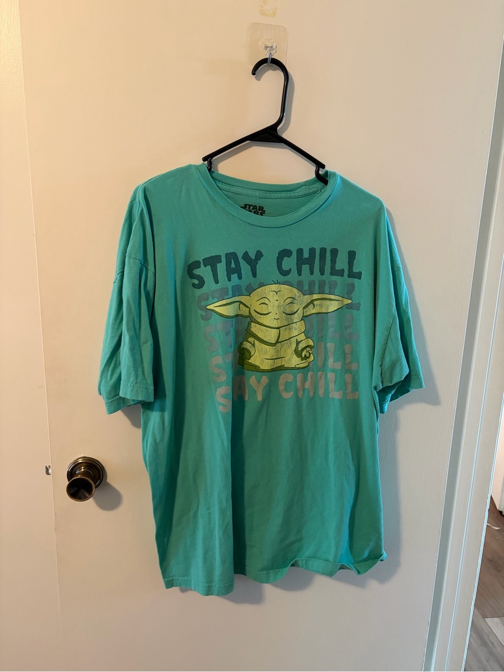 Star Wars Grogu 'Stay Chill' Graphic Tee - Teal & Yellow